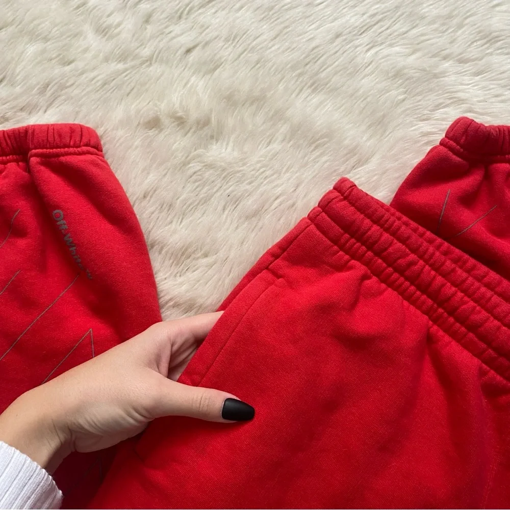 Off-White Men's Unfinished Slim Sweatpants Red/Silver